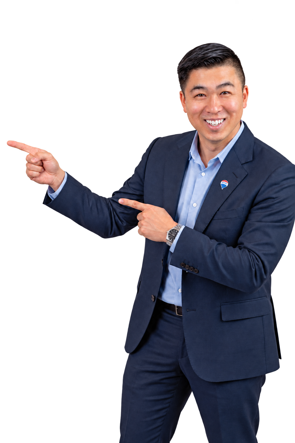 Richard Lam pointing toward the FirstHomeGTA search field